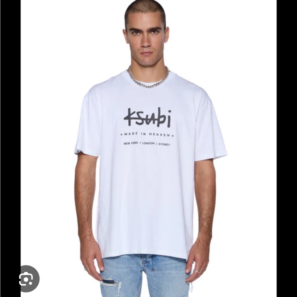 Ksubi oversized White Graphic Tee for Men Medium